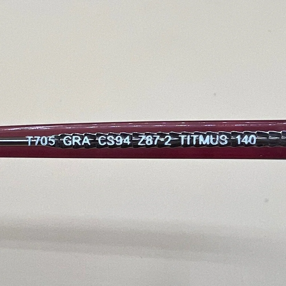 Titmus T705 Safety Glasses Women 50-19 Burgundy Red New Librarian Core